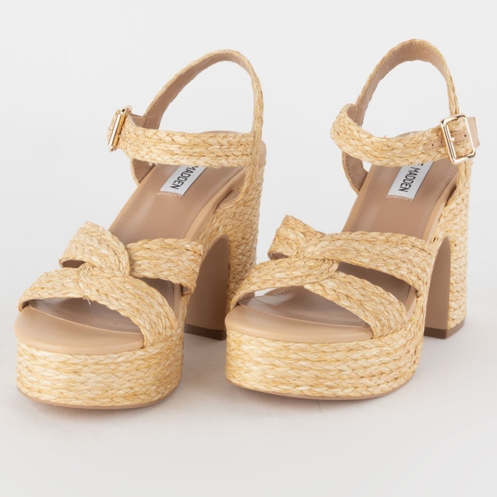 NEW - Steve Madden Carisma Raffia Platform Sandals